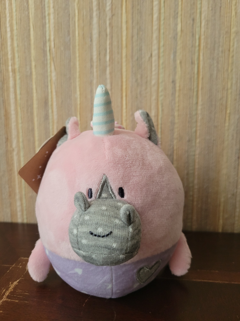 Demdaco Pink & Gray Wobble Ones Unicorn Plush NWT
